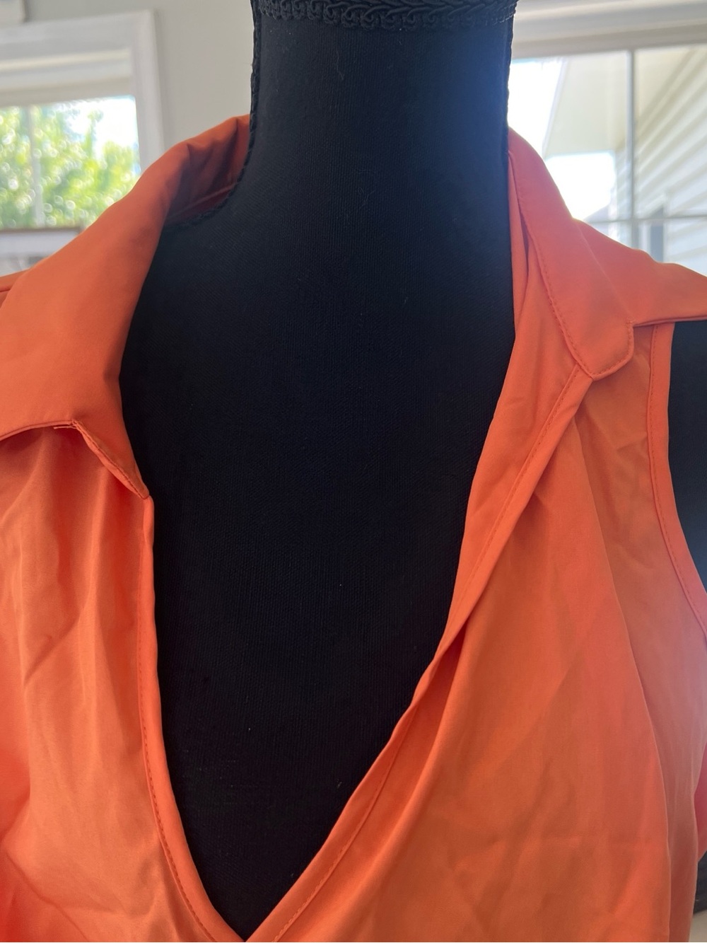 SHEIN Curve Orange V-Neck Sleeveless Blouse